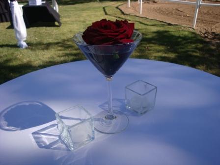 rose in martini glass great idea for belly bars