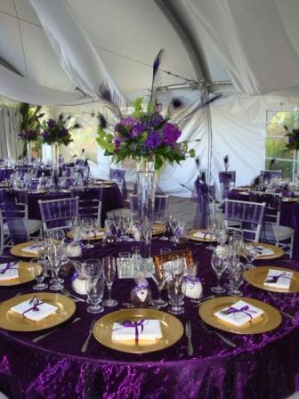  purple wire and Beta fish inside tall hydrangea wedding centerpieces